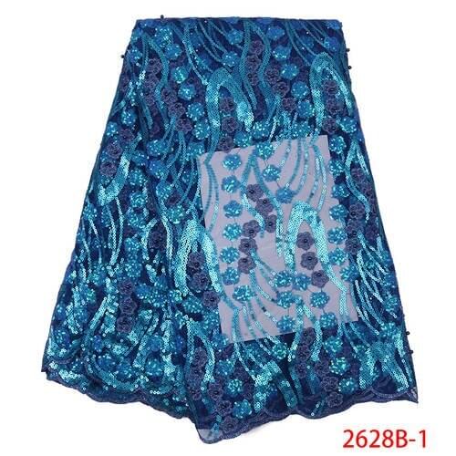 2019 High Quality African Pearl Lace Fabric Lace Sequin Net Beads Lace Mesh For Nigerian Women XZ2628B-1