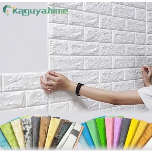 =(K)= Kaguyahime 3D DIY Stickers Self-Adhesive Decor Wallpaper For Kids Room Kitchen Bedroom Waterproof Sticker Wallpaper Brick