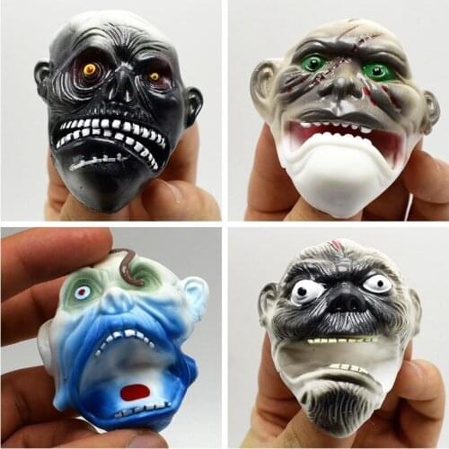 4pc/set Novelty four ghost head mask finger puppet hand puppet toys Halloween story telling props terrible threatening toy