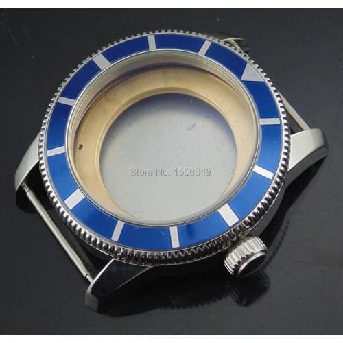 Corgeut 46mm 316L stainless steel watch case with the blue bezel is suitable for ETA2836 DG2813automatic mechanical movement