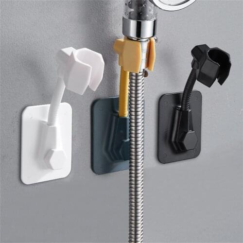 360° Rotating Shower Head Holder Adjustable Hand Showerhead Bracket Self Adhesive Fixing Stand Punch Free Bathroom Accessories