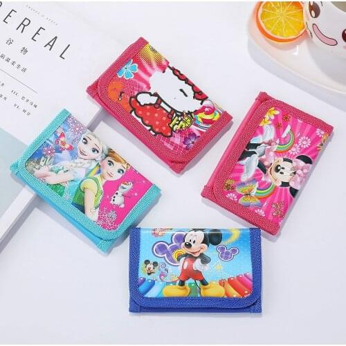 Disney children Frozen Spiderman bag Childrens Coin Purse baby girls Cute Cartoon Anime Princess Mickey Short Tri-fold Wallet