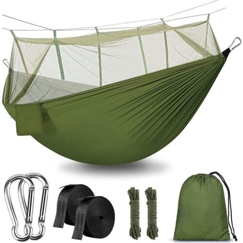 Camping Hammock, Mosquito Net Outdoor Hammock Travel Bed Lightweight Parachute Double Hammock for Indoor,Camping,Hiking,Backyard