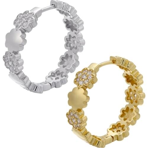 HECHENG, 1Pair,Sweet Flower Earrings,Big Round Hoop Earring,New Fashion 2021,Wholesale CZ Jewelry For Women