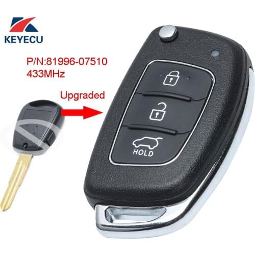 KEYECU Replacement Upgraded Flip Remote Car Key Fob Side 1 Button 433MHz ID46 for KIA Picanto 2007-2009 P/N: 81996-07510
