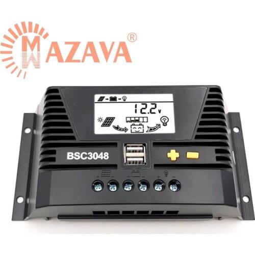 1Pcs 80A 60A 30A 20A Solar Charger Controller 12V 24V 36V 48V Auto PWM Controllers LCD Display 5V Dual USB Output Controller