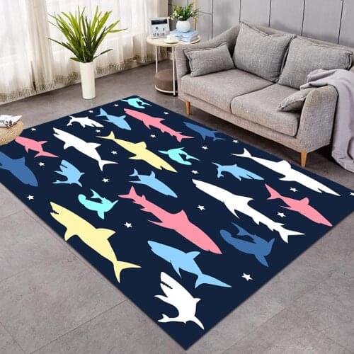 Shark Print Carpet for Living Room Modern Rug 3D Sea Ocean Animals Carpet Rugs For Kids Play Mat Nordic Bedroom Rug