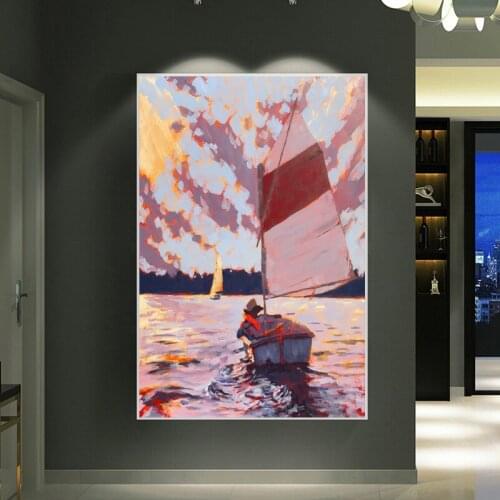 Colorful Boat Wall Pictures For Living Room Canvas Painting Posters And Prints Modern Landscape Home Decor No Frame