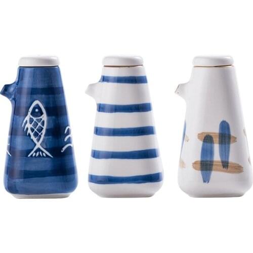 Creative Ceramic Oil Bottle Sauce Vinegar Dispenser Set Condiment Bottle Seasoning Pot Container Cooking Kitchen Accessories New