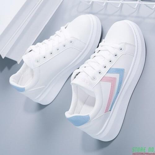 Summer Woman Shoes Fashion New Women PU Leather Shoes Ladies Breathable Lace-Up Flats Casual Shoes White Sneakers NVX156