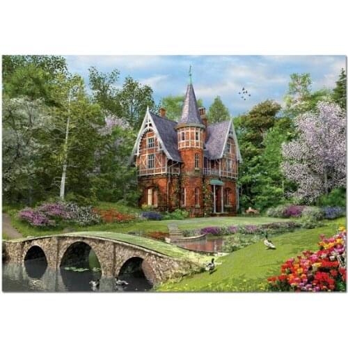 Stone bridge house scenery Needlework,sets Cross stitch Handmade 14CT Canvas DIY,Cross-stitch kits,For Embroidery Arts Home