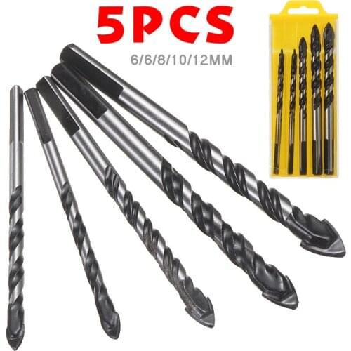5pcs Glass Drill Bit Triangle Diamond Drill Set Ceramic Tile Concrete Brick Wood Punching Hole Saw Metal Drills