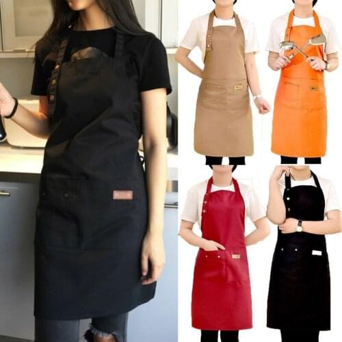 New Fashion Canvas Kitchen Aprons For Woman Men Chef Work Apron For Grill Restaurant Bar Shop Cafes Beauty Nails Studios Uniform