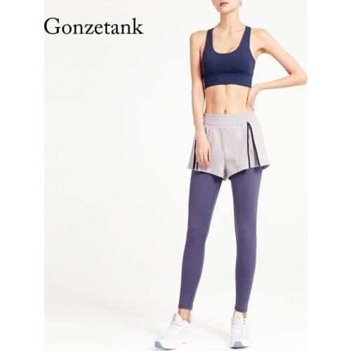 2021 New Nude Cotton Fake Two-piece High Waist Fitness Yoga Pants Women Hip-fitting Tight Feet Running Stretch Sports Leggings