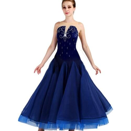 New Ballroom Dance Competition Dress Female Modern Standard Waltz Costumes Shiny Diamond Tango Performance Stage Wear DQL1953