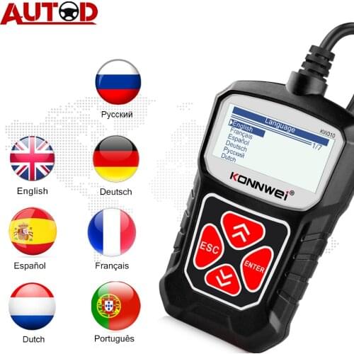 KONNWEI KW310 OBD2 Scanner for OBD 2 Car Scanner Diagnostic Tool Automotive Scanner Car Tools Support Russian Language PK Elm327