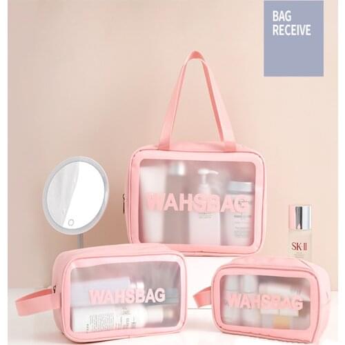 PU Women Travel Storage Bag Toiletry Organize Waterproof PVC Cosmetic Bag Portable Transparent MakeUp Bag Female Wash Bag