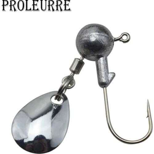 Proleurre 5PCS/Lot Fishing Round Shape Ball Jig Head Hook 2g 4g High Carbon Steel Hooks Jighead Weight with Rotation Ring Spoons