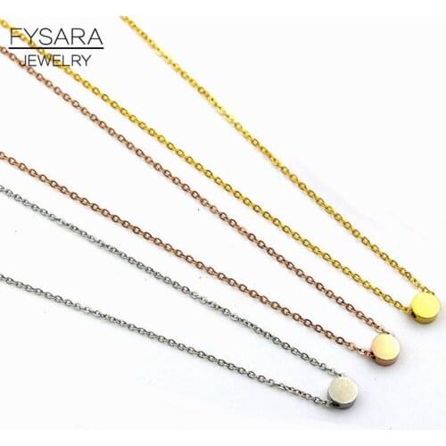Titanium Steel Lucky Simple Jewelry Bead Ball Necklace Women Small Beans Necklace Rose Gold Short Chain Necklace & Pendant