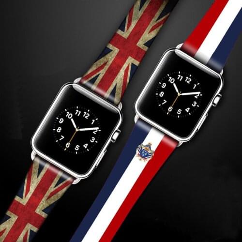 For Apple Watch Series 4 Strap Genuine Leather Flag Style Watch Band For Apple Watch Series 1 2 3 Watch Strap Watchbands 38-42mm
