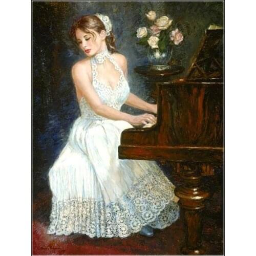 Counted Cross Stitch Kits Needlework Embroidery - Crafts 14 ct Aida DMC Color DIY Arts Home Decor - Lady in White