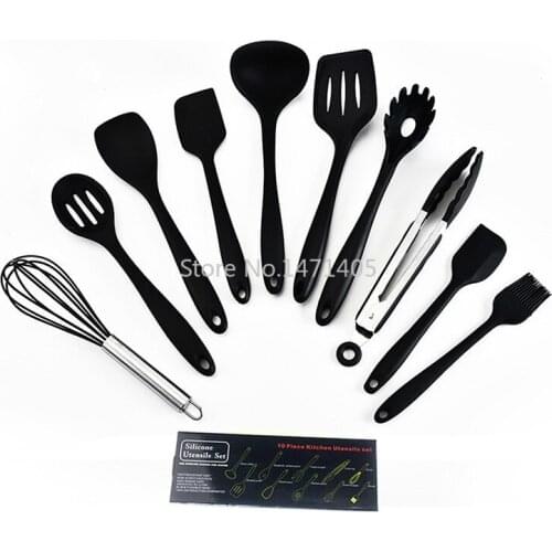 Silicone Kitchenware 10 Pieces High Temperature Resistant Silicone Kitchenware Non-stick Cookware Cookware Spatula Set