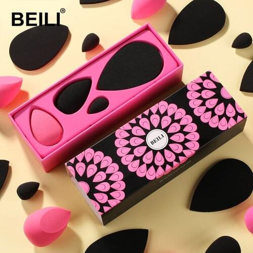 BEILI 4PCS Makeup Sponge Cosmetic Puff Super Soft For foundation concealer powder box packing non-latex material make up sponge