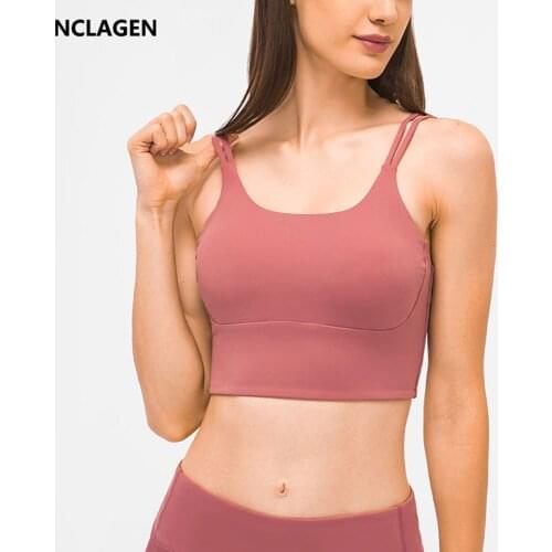 NCLAGEN Sports Bra High Strength Shockproof Gym Underwear Thin Shoulder Strap Crop Top Women Push-up Fitness Elastic Yoga Blouse