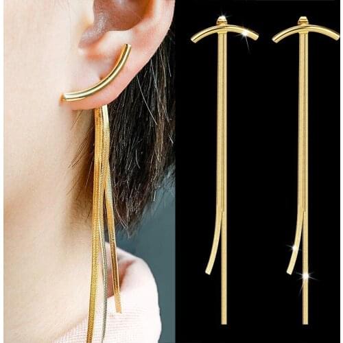 Vintage New Fashion Long Tassel Drop Earrings for Women 2020 Metal Gold Silver Color Long Dangle Earrings Trend Vintage Jewelry
