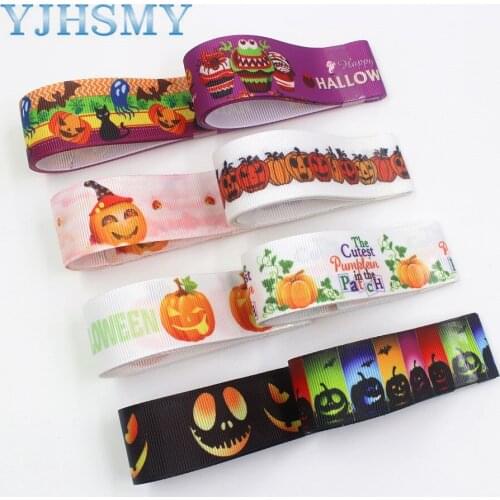 YJHSMY I-191004-2308,25mm 10yards Halloween Cartoon Thermal transfer Printed grosgrain Ribbons,bow cap,Clothing DIY accessories