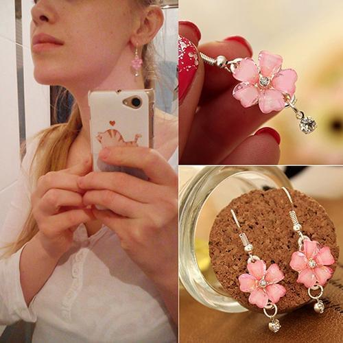 Women Elegant Flower Petals Rhinestone Dangle Drop Hook Cute Earrings Jewelry Christmas Valentine Gifts Drop shipping