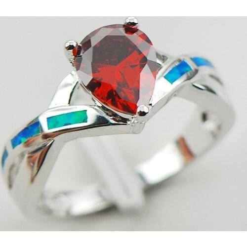 Garnet Blue Fire Opal 925 Sterling Silver Woman Ring Size 6 7 8 9 10 R1189 Fashion