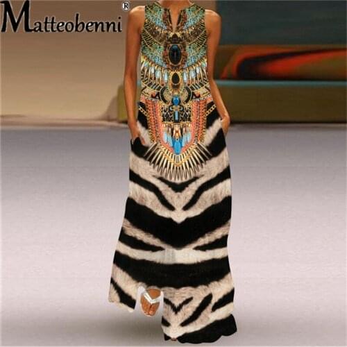 Summer Floral Print Dress Casual Sexy Boho Beach Dresses Women Party Retro Dress V-Neck Sleeveless Pocket Plus Size Dress 5XL