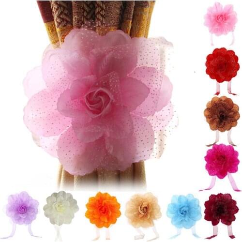 1Pc Classical Peony Flower Window Curtain Strap Buckle Holder Drape Tieback Rope