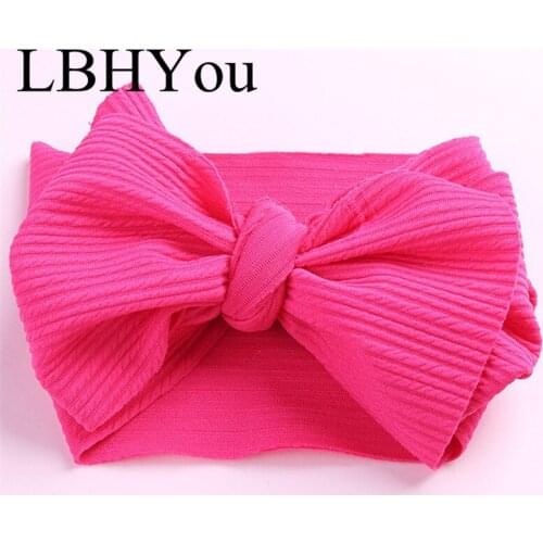 1pcs Wide Knitted Top Knot Headbands For Girls,Big Bows Baby Headwraps DIY Adjustable Hairbands Head Wear