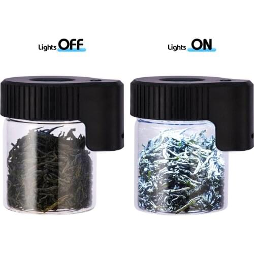 1 Pc LED Storage Glow Tank for Smoking Accessories Magnifying Jar Viewing Container 155ML Vacuum Seal Plastic Pill Box Case Gift