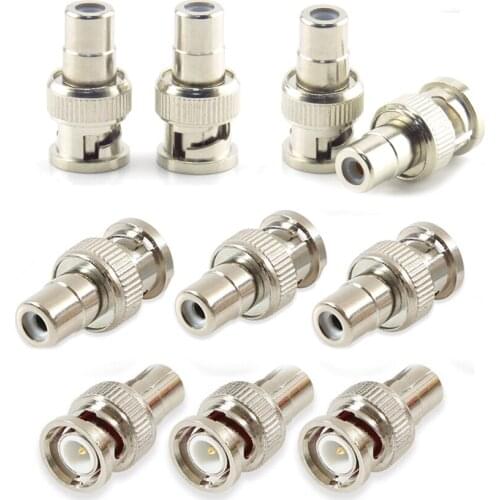 10pcs BNC Male Jack to RCA Female Plug Straight Convert Connector Adapter for CCTV Camera Surveillance Video Security System 10