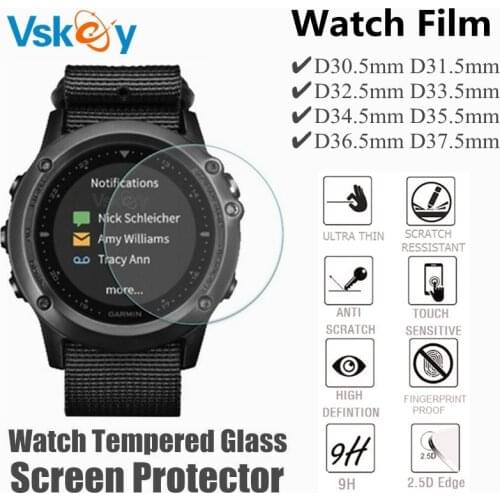 VSKEY 100pcs Universal Round Smartwatch Tempered Glass Diameter 43mm 44mm 45mm 46mm Screen Protector Protective Film
