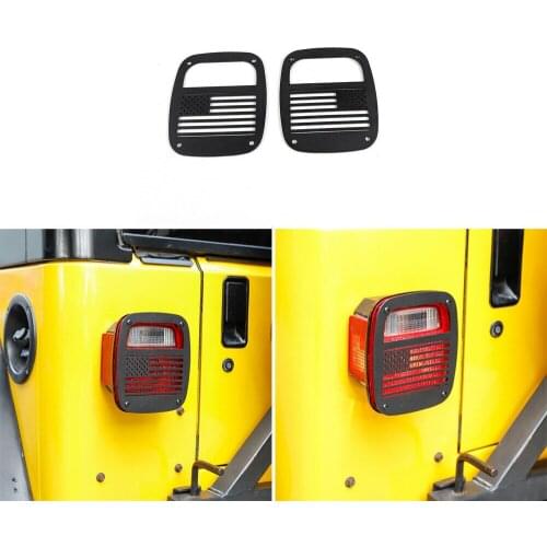 2 Tailight Protector Cover US Flag -Never Rust Fit 1997-2006 For Jeep Wrangler YJ TJ