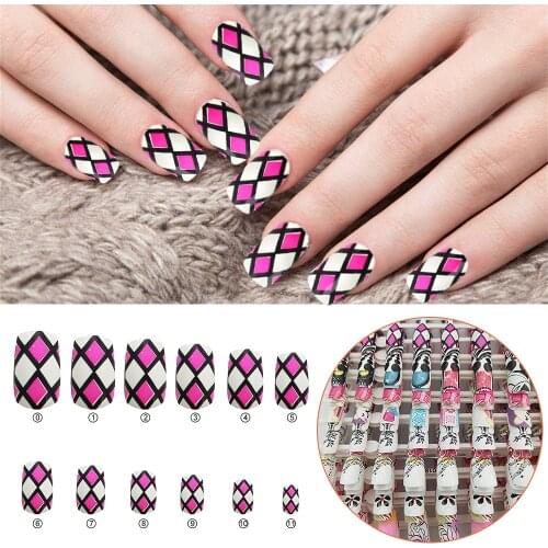 Fingerqueen 24pcs Short False Nails Full Cover Stiletto Coffin Fake Nails ABS Artificial Tips Nail Art Decorations Makeup Nail