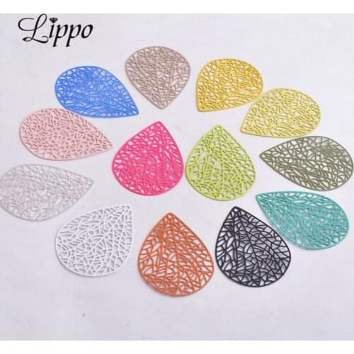 30pcs AB2617 30mm*41mm Water Drop Charms Leaf Stem Shape Pendants DIY Earring Findings