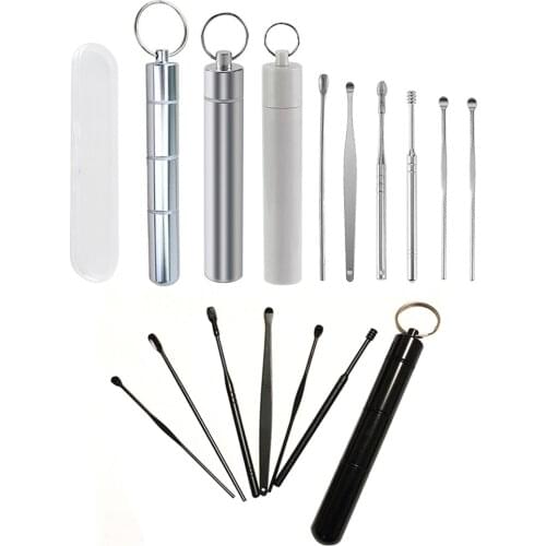 6Pcs Stainless Steel Earpick Ear Cleaner Spoon Care Cleaning Tool Ear Wax Removal Kit Ear Wax Remover Spiral Earpick Wax Remove