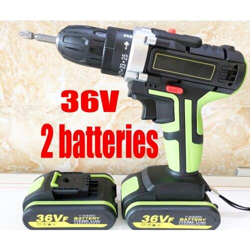2Speed 36V Electric Cordless Screwdriver Impact Drill 3/8" Driver 8000mAh Li-Ion Batteries Rechargeable DIY Hand Power Tools