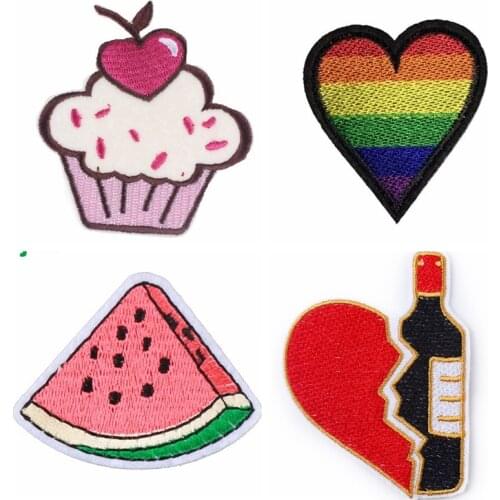 Love Patch For Clothing Iron On Embroidered Patches For Clothes Appliques For DIY T-shirt Badges Cartoon Cake Watermelon Patch