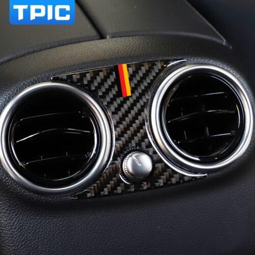 TPIC Carbon Fiber Car Back Air Vent Conditioning Outlet Panel Frame Cover Interior Trim For Mercedes C Class W205 C180 C200 GLC