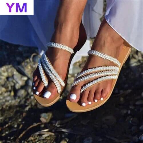 Bohemia Summer Women Sandals Flats Luxury Shoes Female Casual Beach Outdoor Flip Flops New Leather Zapatillas Mujer Casa 35-43