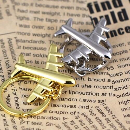 Civil Airplane Keychain Fashion Polished Chrome Accessories Aircraft Plane Model Metal Key Chain Ring Keyfob Keyring