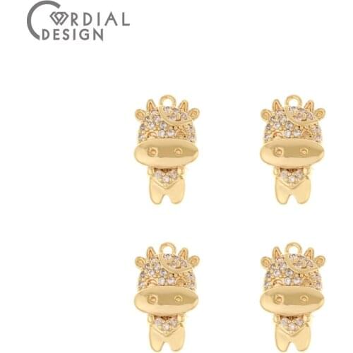 Cordial Design 30Pcs 8*12MM Jewelry Accessories/CZ Charms/Hand Made/Pendant For Necklace/Genuine Gold Plating/Earring Findings