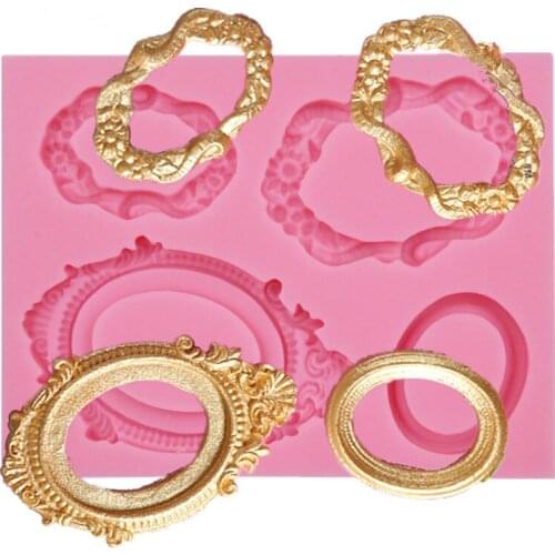 Gem Flower Shaped Silicone Mold Cake Decoration Fondant Cake 3D Food Grade Silicone Mould Picture Frame Mold A003