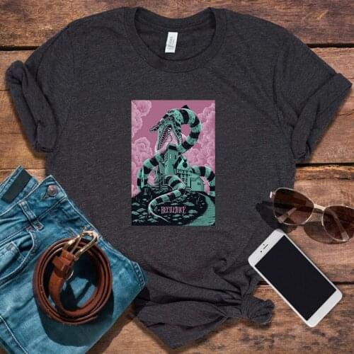 Beetlejuice Graphic Tee Streetwear Women Top Halloween 2021Goth Clothes Horror Movie Witch Tops Gothic Punk Tshirt